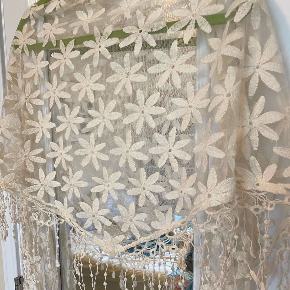 Fringed floral scarf